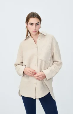 Damen American Vintage |Damenbluse Yenboro Nebel Meliert