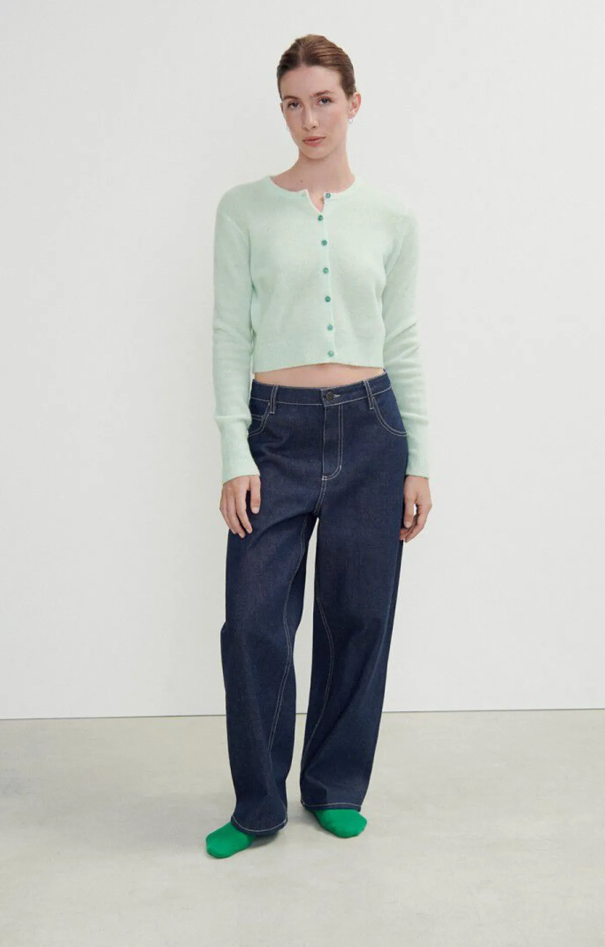 Damen American Vintage |Damencardigan Razpark Wassergrun Meliert
