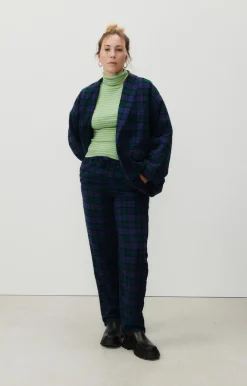 Damen American Vintage |Damenhose Yuzy Gruner Lila Tartan