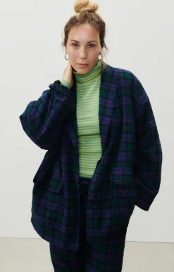 Damen American Vintage |Damenjacke Yuzy Gruner Lila Tartan