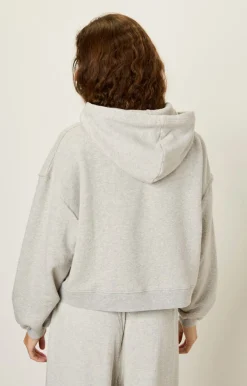 Damen American Vintage |Damenkapuzensweatshirt Ganow Hellgrau Meliert