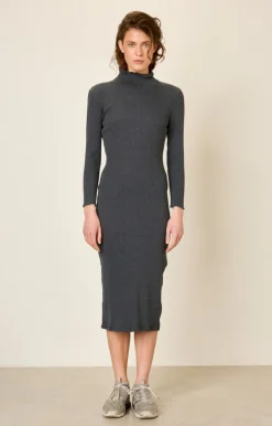 Damen American Vintage |Damenkleid Piwik Anthrazit Meliert