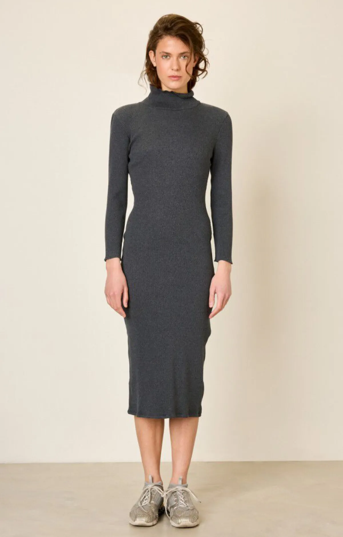 Damen American Vintage |Damenkleid Piwik Anthrazit Meliert