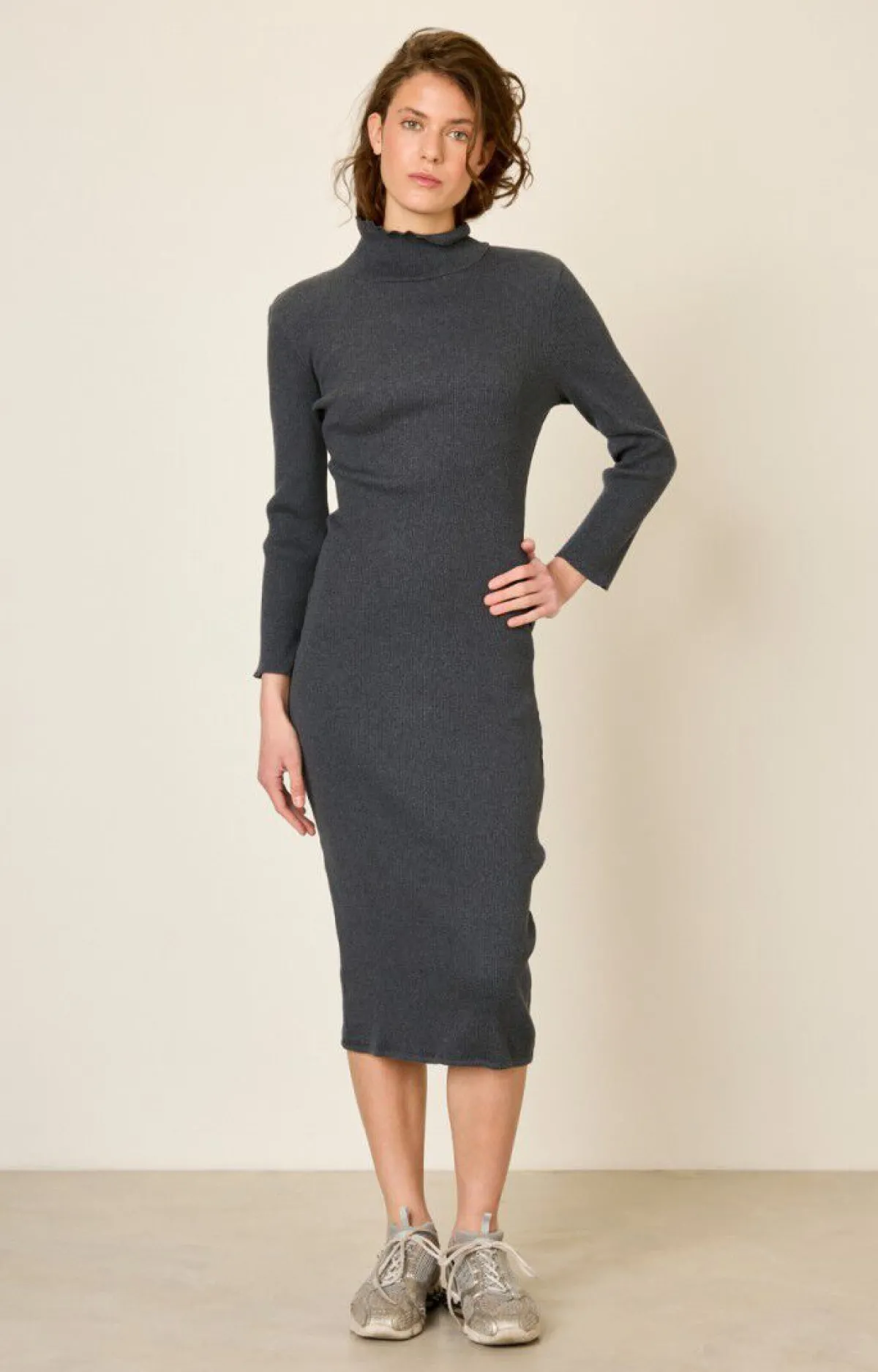 Damen American Vintage |Damenkleid Piwik Anthrazit Meliert
