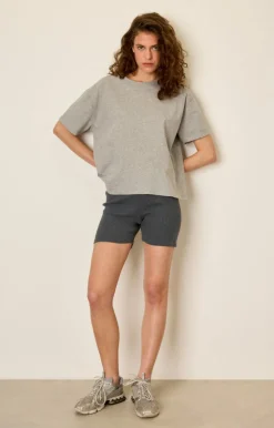 Damen American Vintage |Damen-Kurze Hose Piwik Anthrazit Meliert