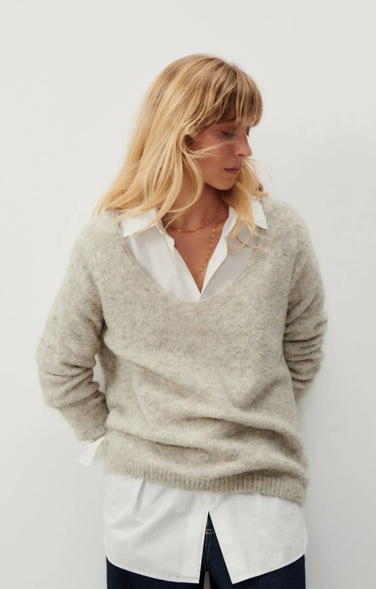 Damen American Vintage |Damenpullover Cikoya Vlies Meliert