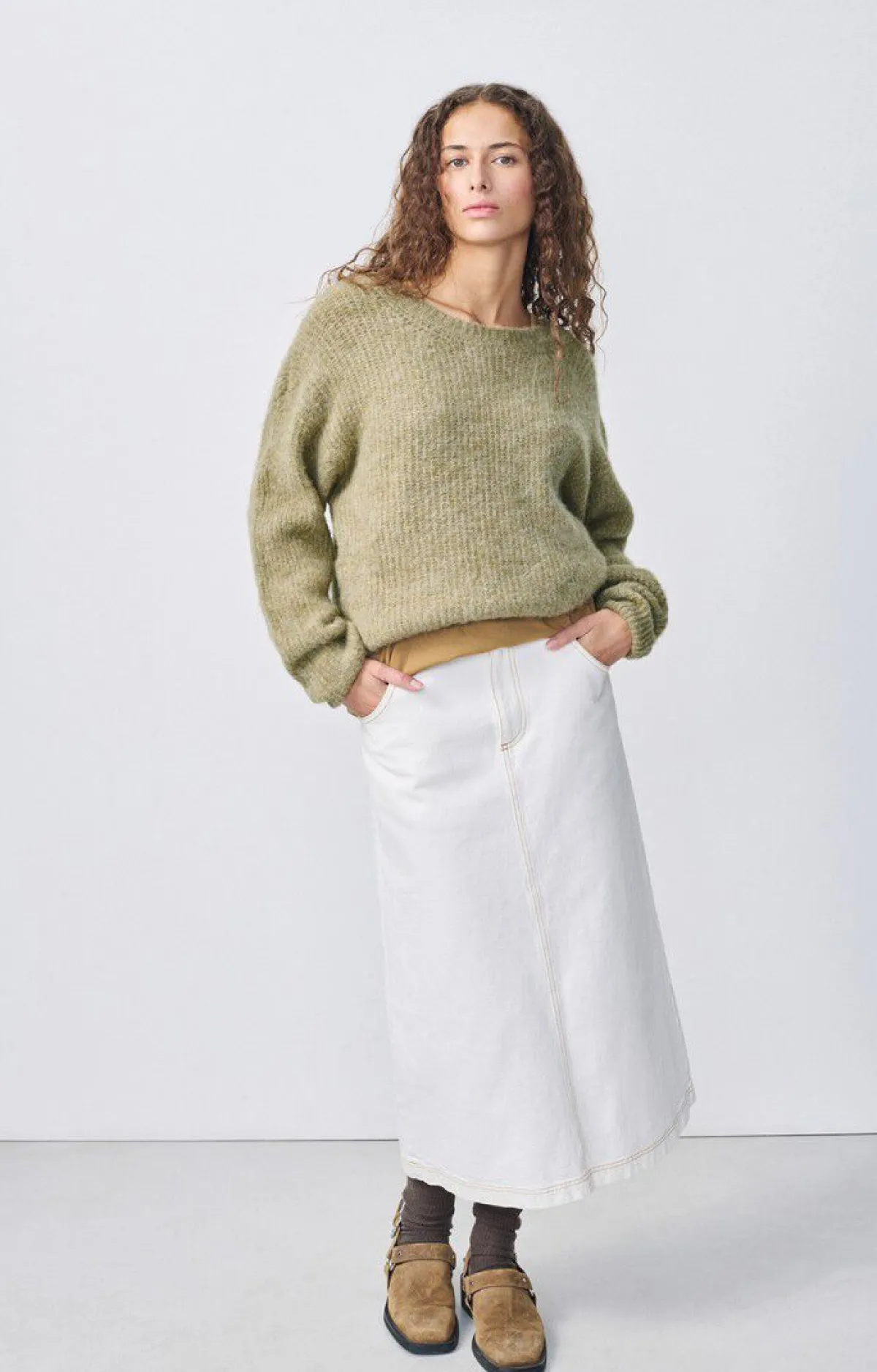 Damen American Vintage |Damenpullover East Roggen Meliert