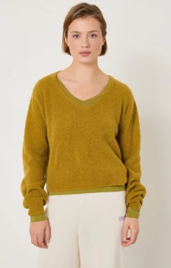 Damen American Vintage |Damenpullover Razpark Safran Meliert