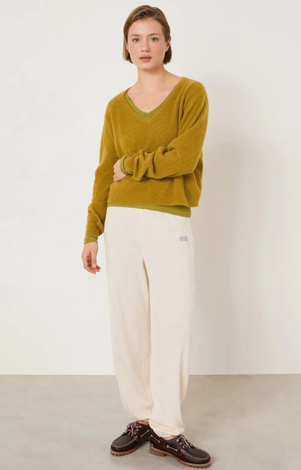 Damen American Vintage |Damenpullover Razpark Safran Meliert