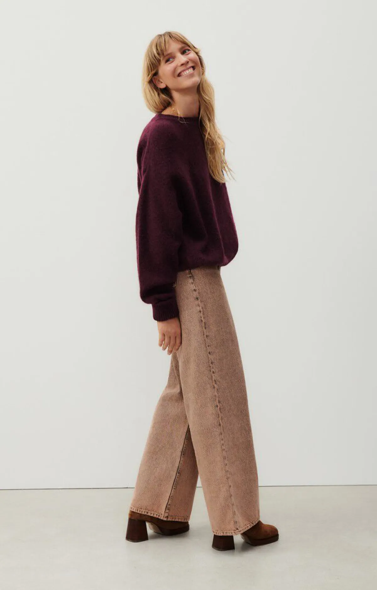Damen American Vintage |Damenpullover Vitow Mahagoni Meliert