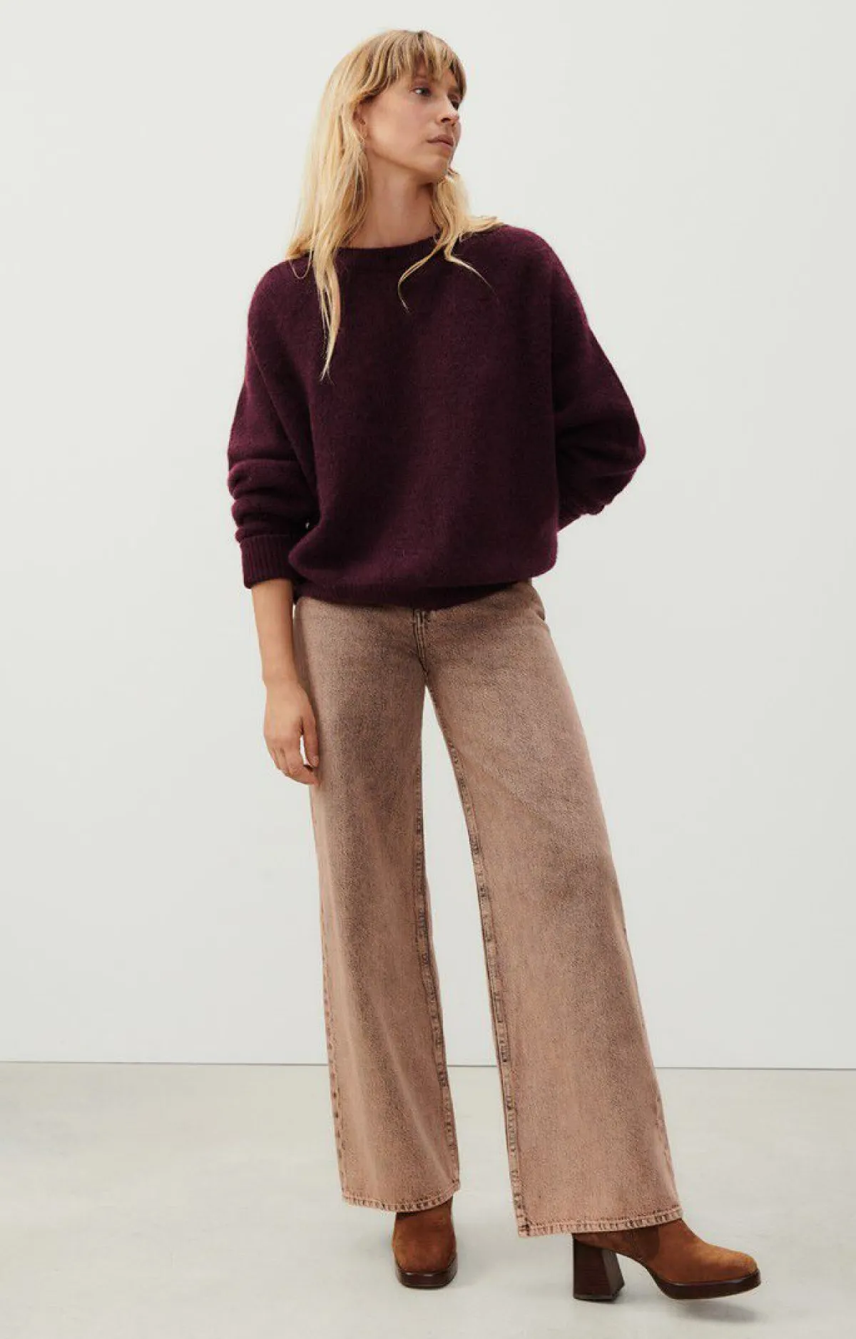 Damen American Vintage |Damenpullover Vitow Mahagoni Meliert