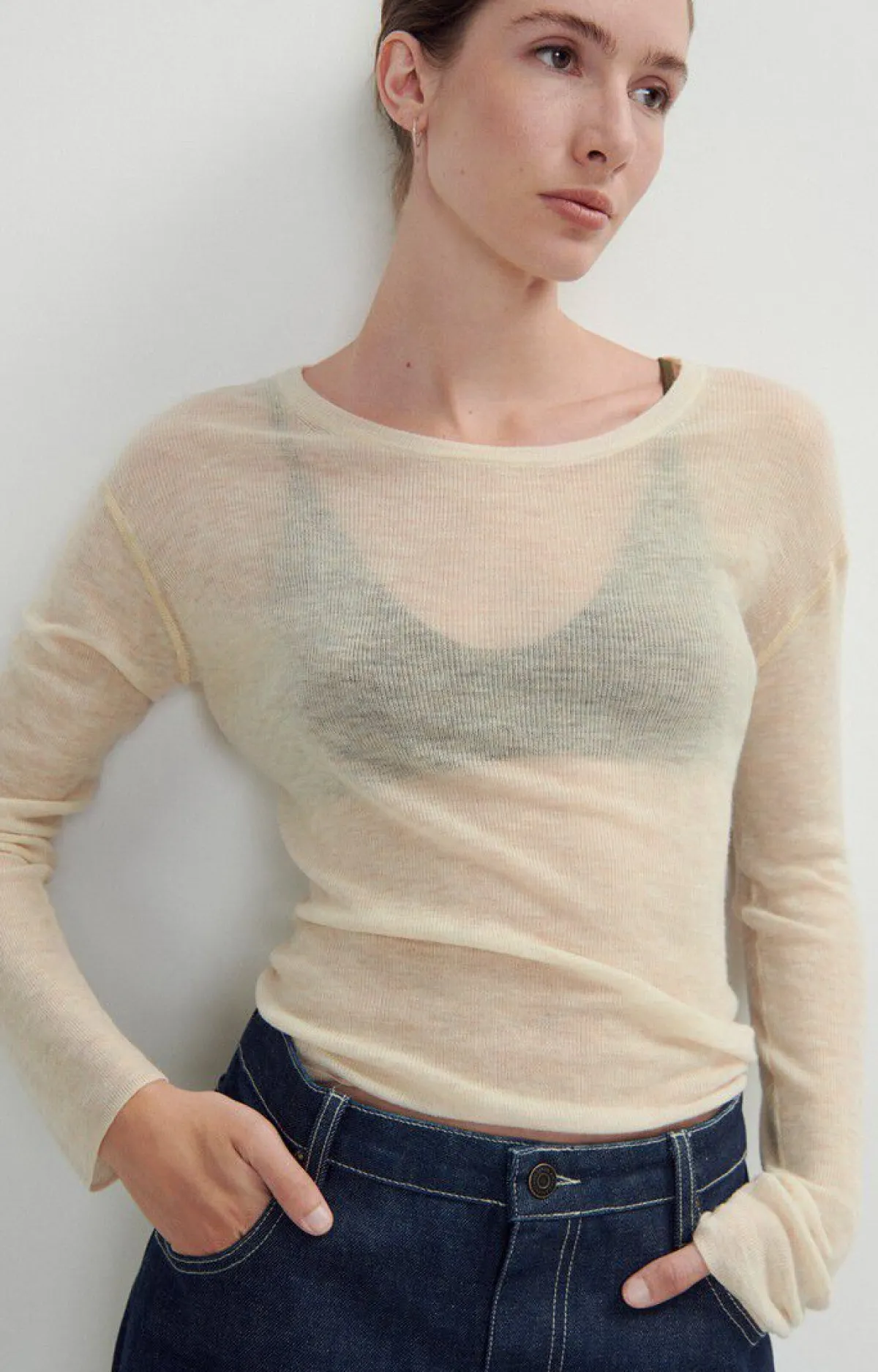 Damen American Vintage |Damenpullover Yocaburn Ecru Meliert