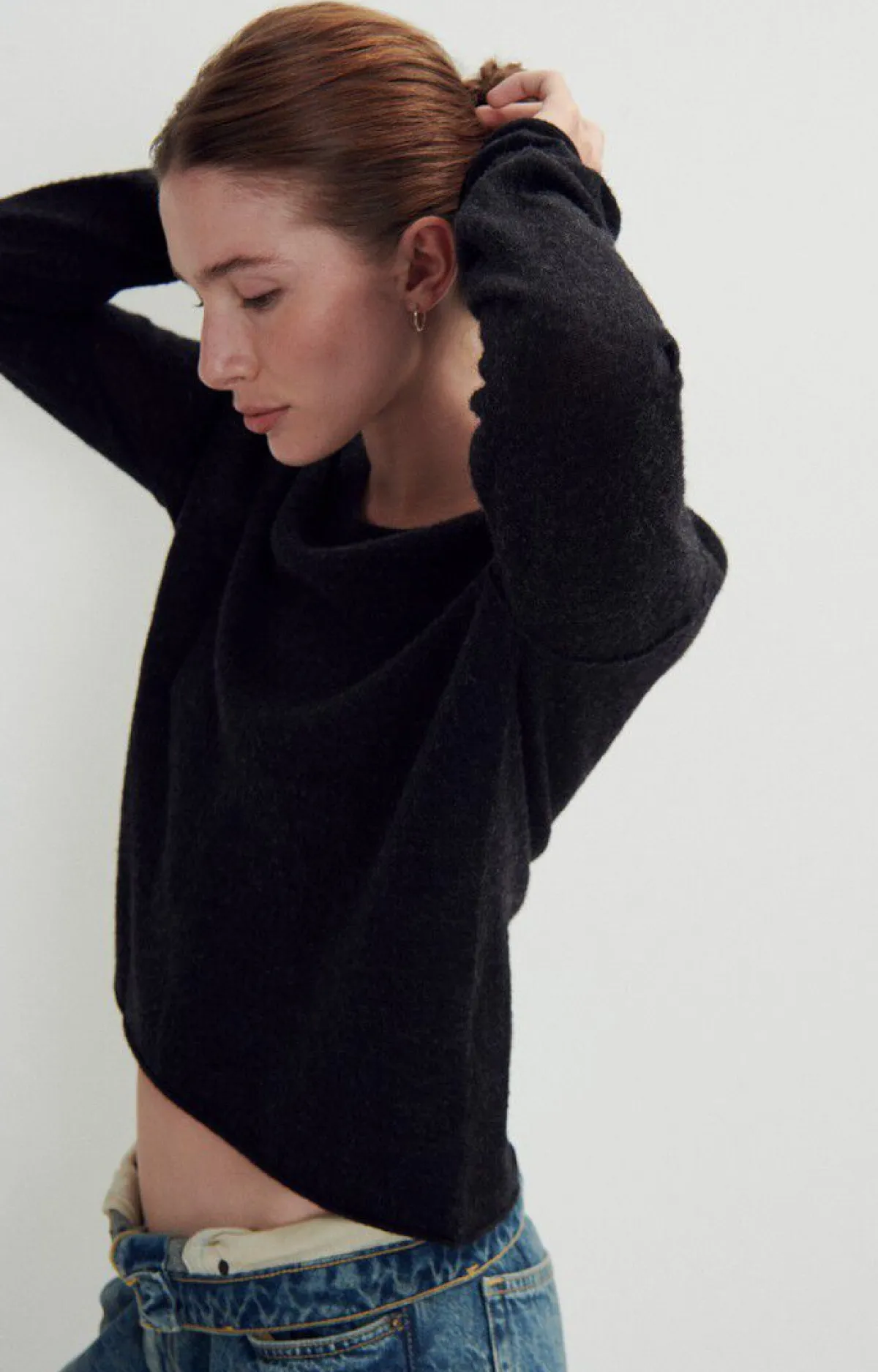 Damen American Vintage |Damenpullover Zyrobow Holzkohle Meliert