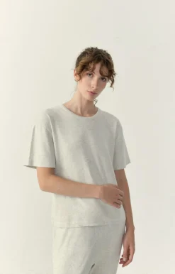 Damen American Vintage |Damen-T-Shirt Bozy Creme Meliert
