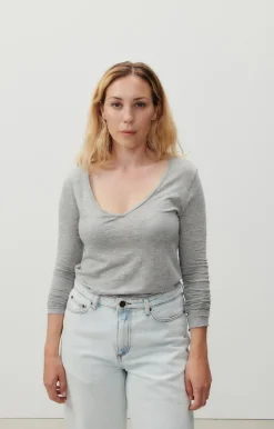 Damen American Vintage |Damen-T-Shirt Jacksonville Grau Meliert
