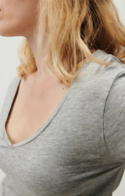 Damen American Vintage |Damen-T-Shirt Jacksonville Grau Meliert