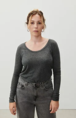 Damen American Vintage |Damen-T-Shirt Jacksonville Anthrazit Meliert