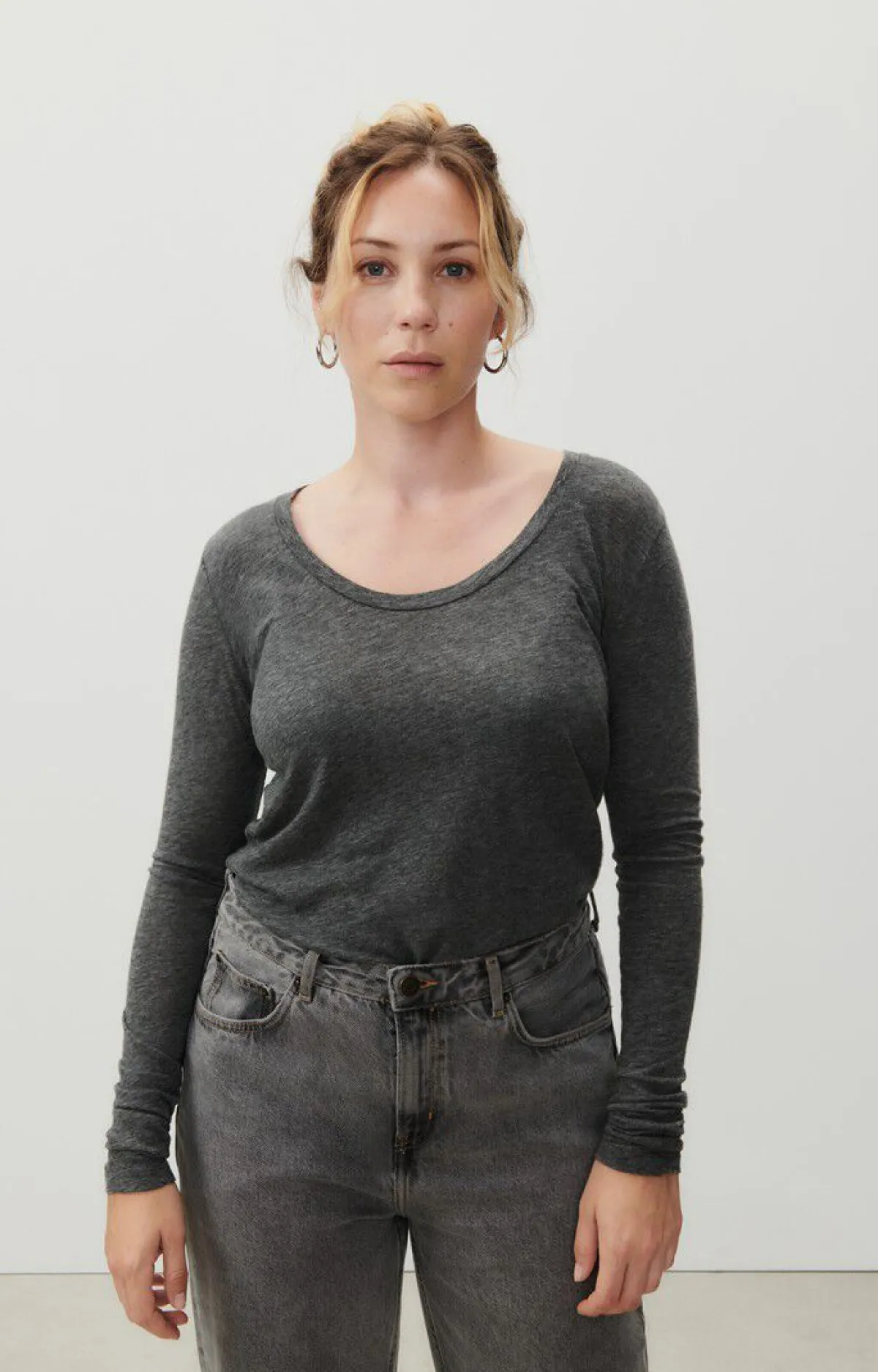 Damen American Vintage |Damen-T-Shirt Jacksonville Anthrazit Meliert