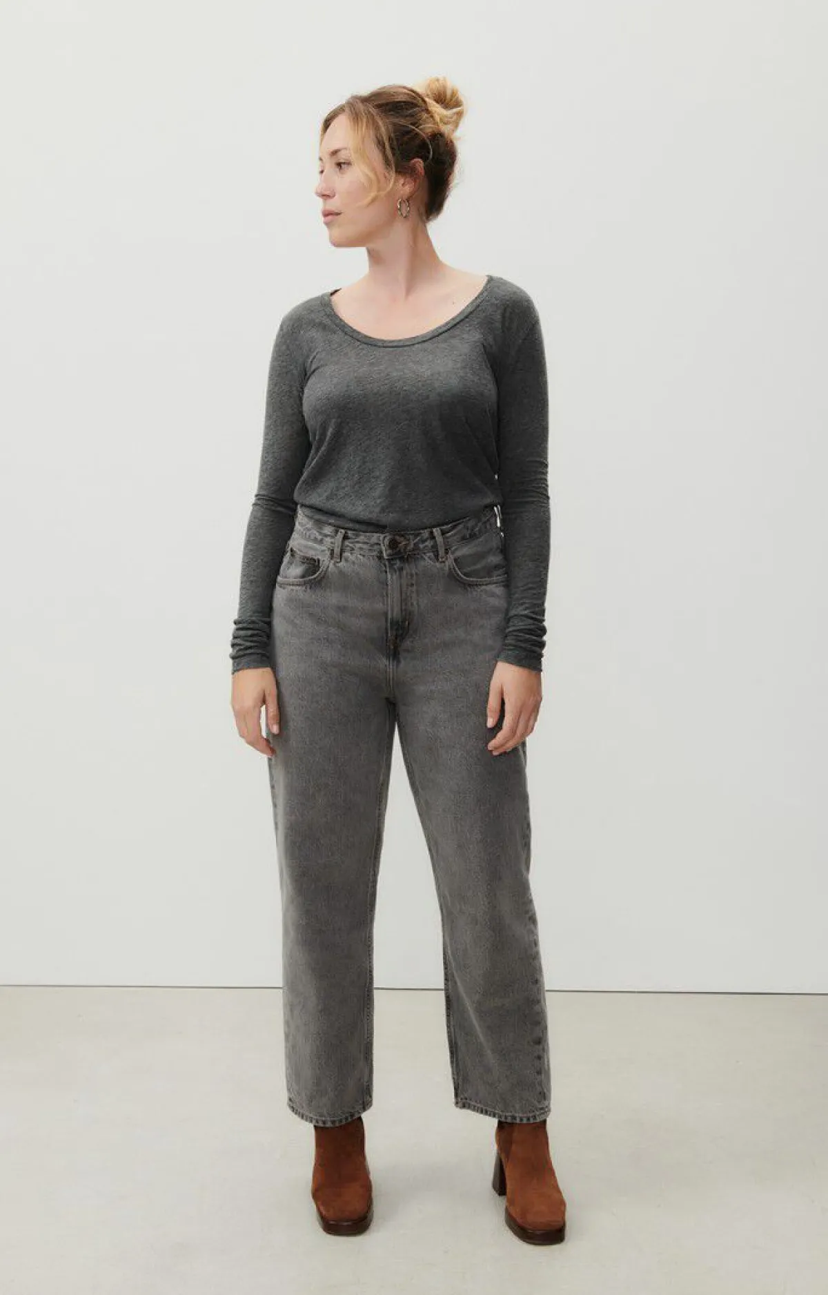 Damen American Vintage |Damen-T-Shirt Jacksonville Anthrazit Meliert