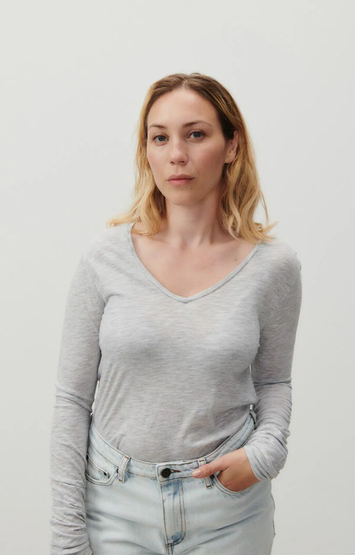 Damen American Vintage |Damen-T-Shirt Jacksonville Vlies Meliert