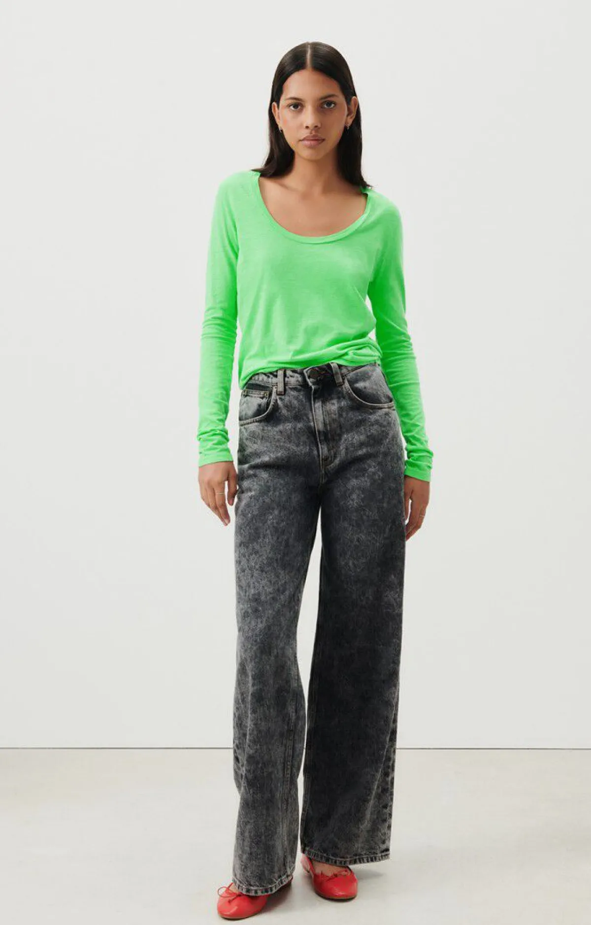 Damen American Vintage |Damen-T-Shirt Jacksonville Flashing Grun