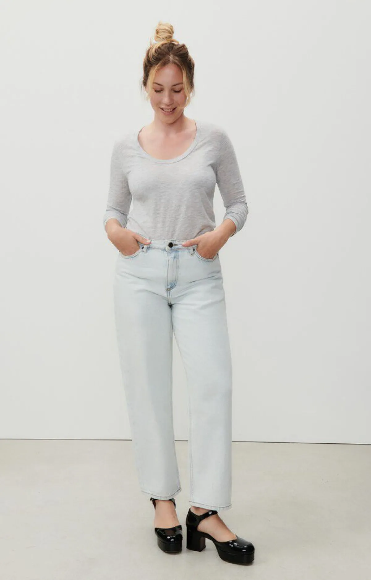 Damen American Vintage |Damen-T-Shirt Jacksonville Vlies Meliert