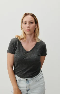 Damen American Vintage |Damen-T-Shirt Jacksonville Anthrazit Meliert