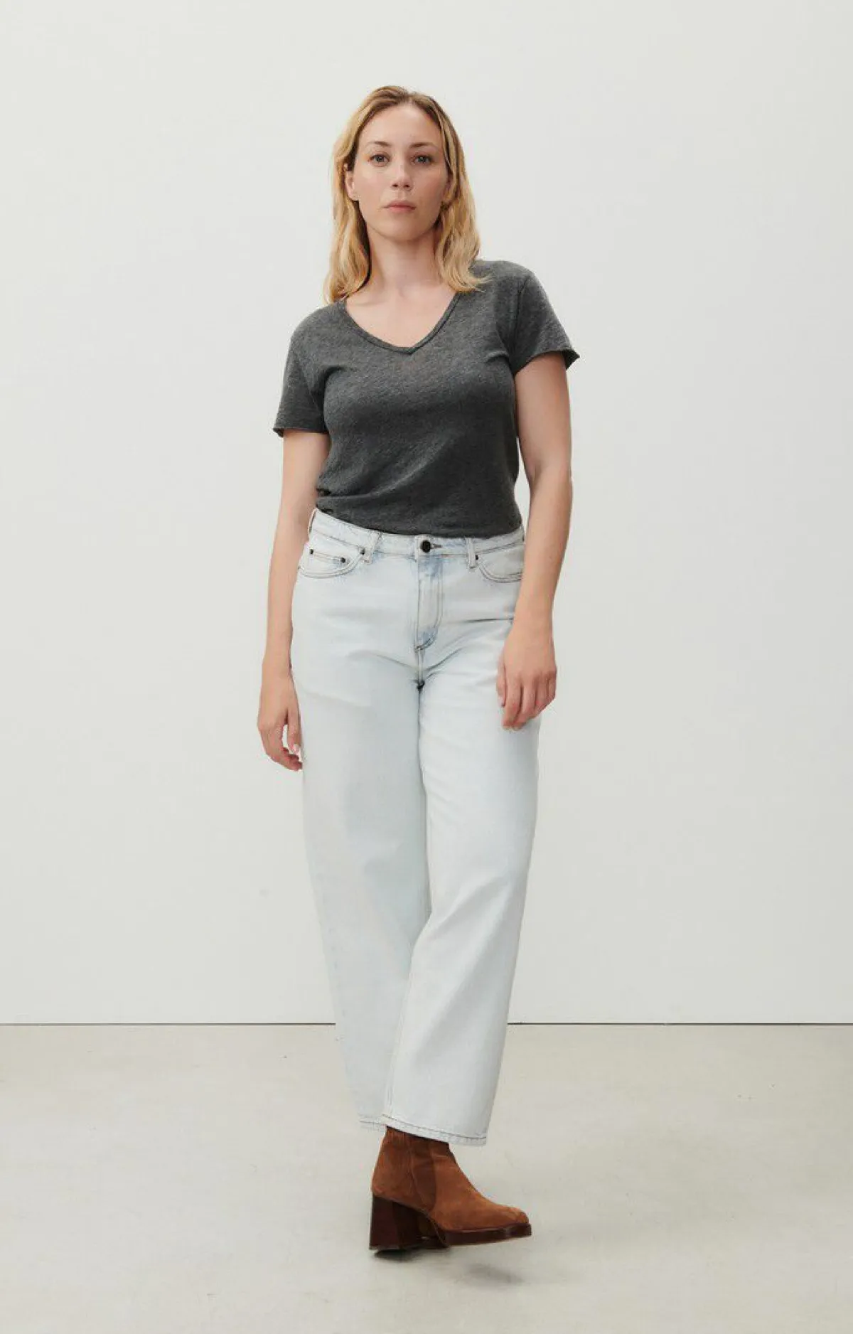 Damen American Vintage |Damen-T-Shirt Jacksonville Anthrazit Meliert