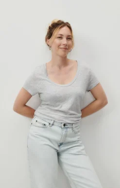 Damen American Vintage |Damen-T-Shirt Jacksonville Vlies Meliert