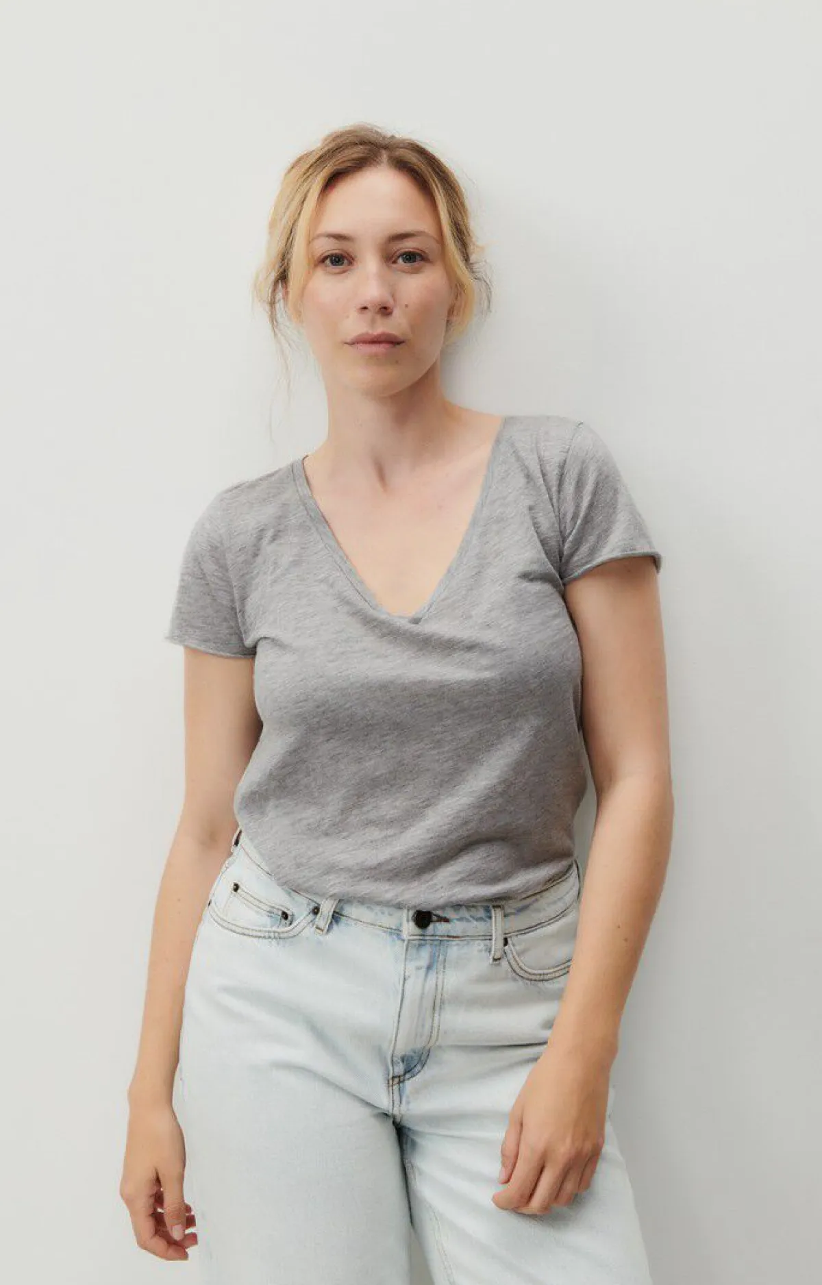 Damen American Vintage |Damen-T-Shirt Jacksonville Grau Meliert