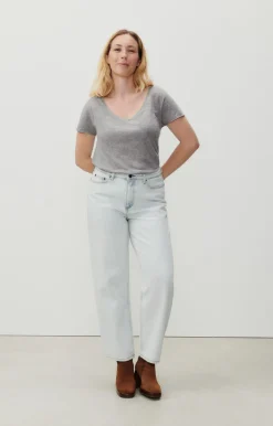Damen American Vintage |Damen-T-Shirt Jacksonville Grau Meliert