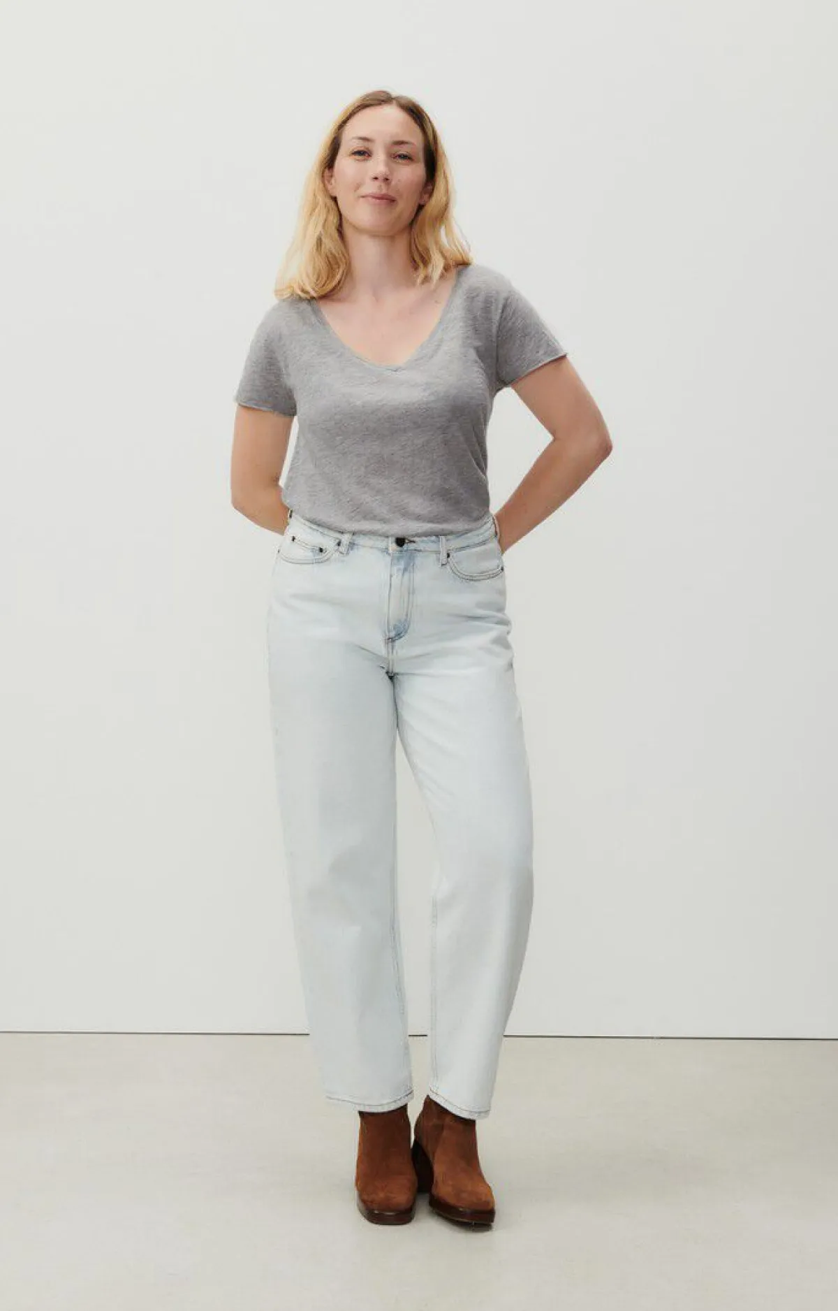 Damen American Vintage |Damen-T-Shirt Jacksonville Grau Meliert