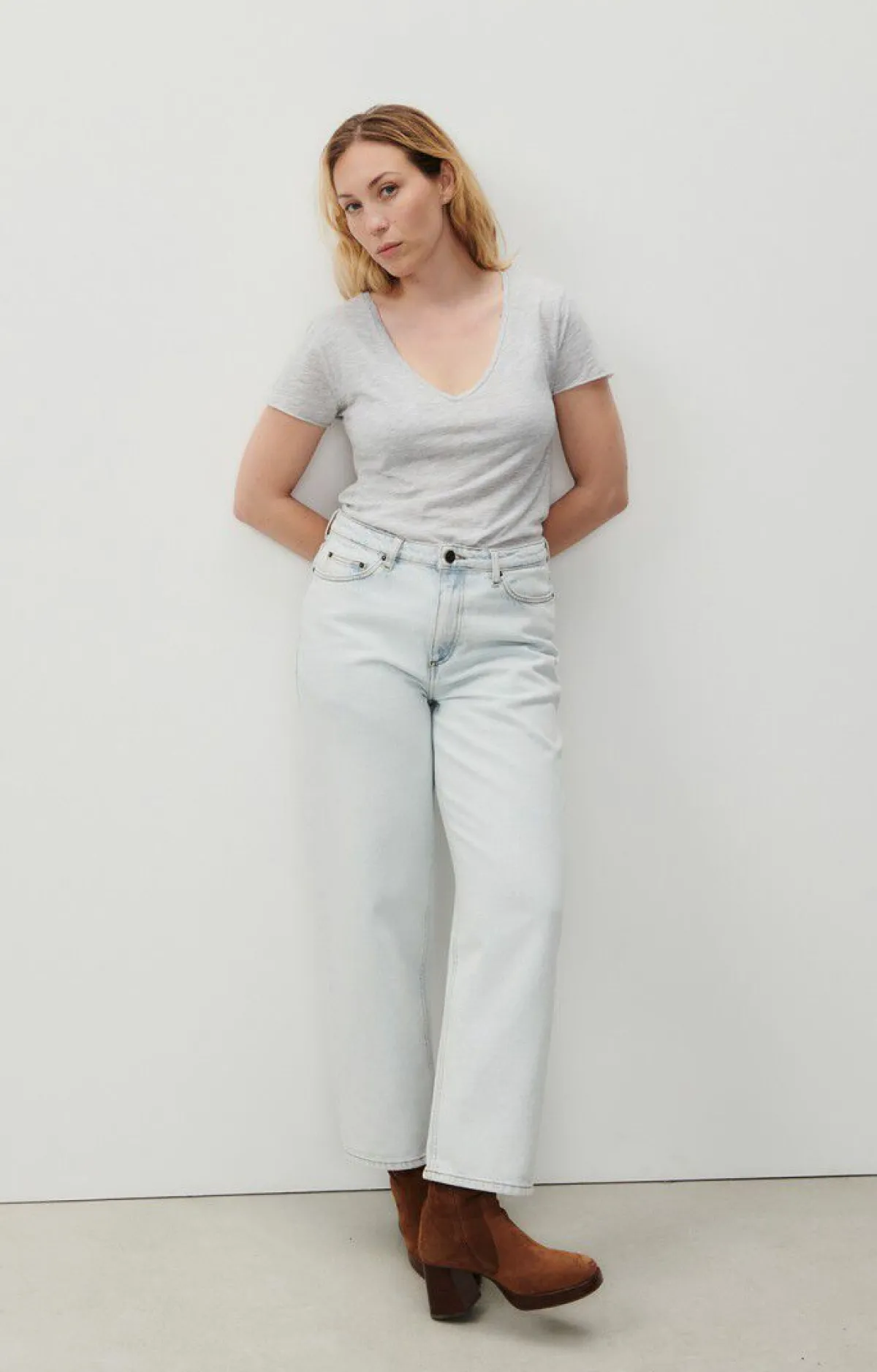 Damen American Vintage |Damen-T-Shirt Jacksonville Vlies Meliert