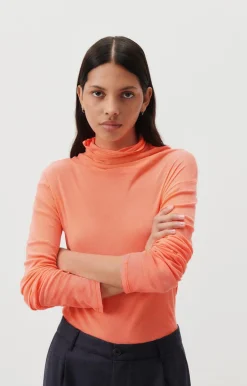 Damen American Vintage |Damen-T-Shirt Massachusetts Leuchtendes Orange