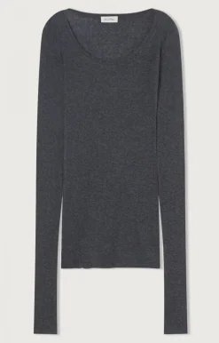 Damen American Vintage |Damen-T-Shirt Massachusetts Anthrazit Meliert