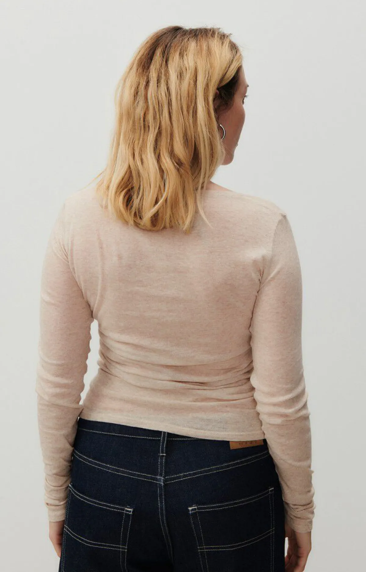 Damen American Vintage |Damen-T-Shirt Massachusetts Creme Meliert