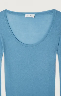 Damen American Vintage |Damen-T-Shirt Massachusetts Blaulich Vintage