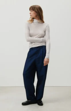Damen American Vintage |Damen-T-Shirt Massachusetts Grau Meliert