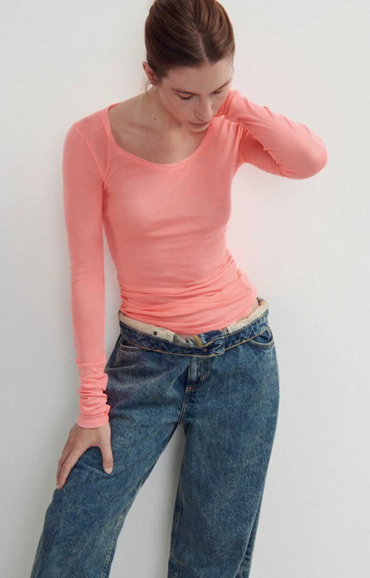 Damen American Vintage |Damen-T-Shirt Massachusetts Koralle
