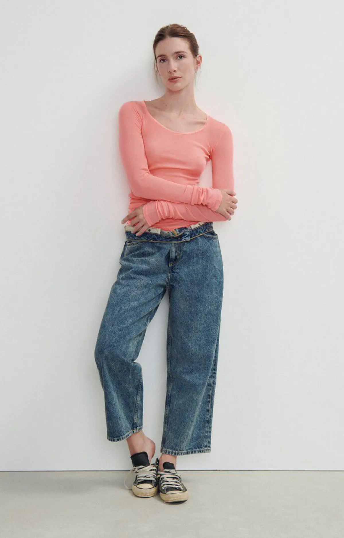 Damen American Vintage |Damen-T-Shirt Massachusetts Koralle