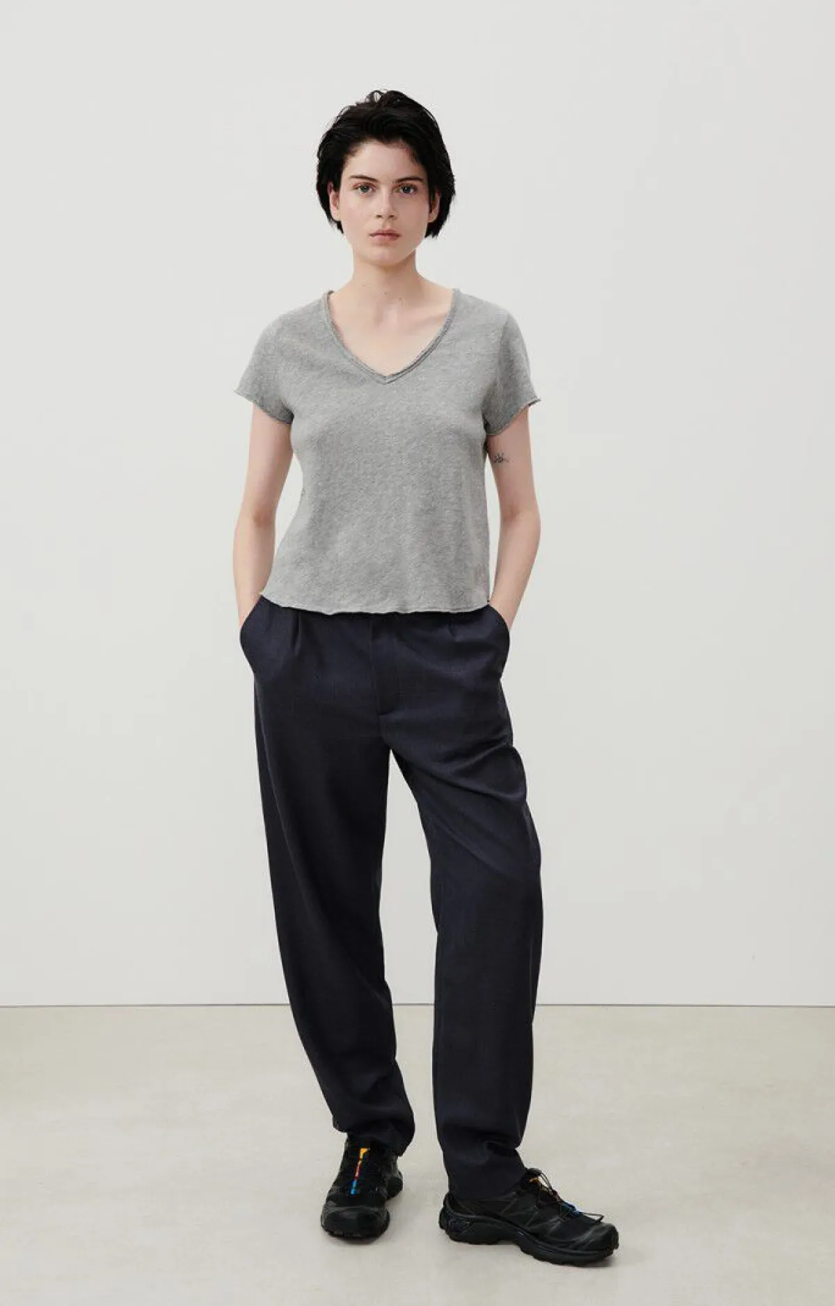 Damen American Vintage |Damen-T-Shirt Sonoma Grau Meliert