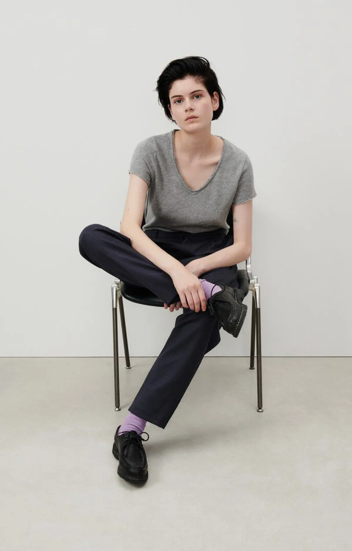 Damen American Vintage |Damen-T-Shirt Sonoma Grau Meliert