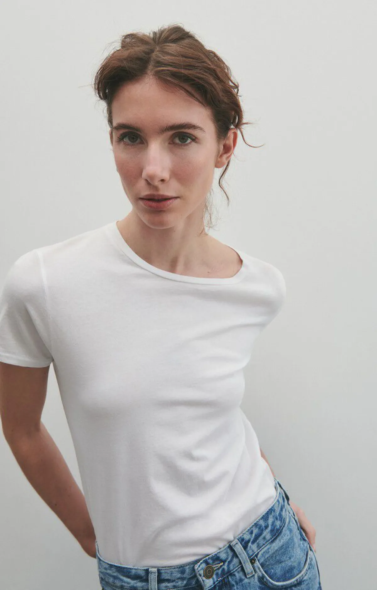 Damen American Vintage |Damen-T-Shirt Vegiflower Weiss