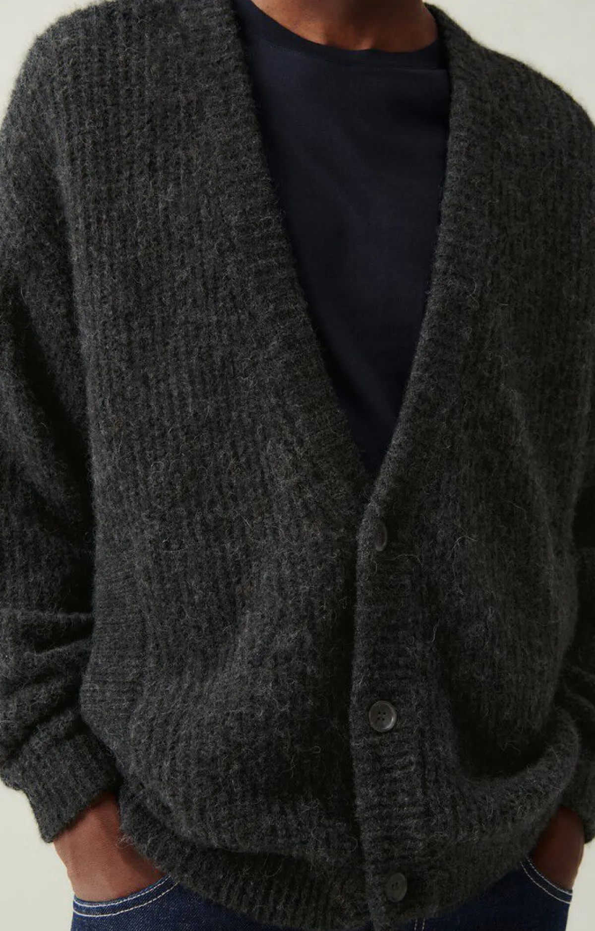 Herren American Vintage |Herrencardigan East Anthrazit Meliert