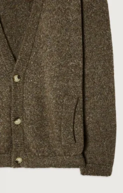 Herren American Vintage |Herrencardigan Pyatury Braun Multimeliert