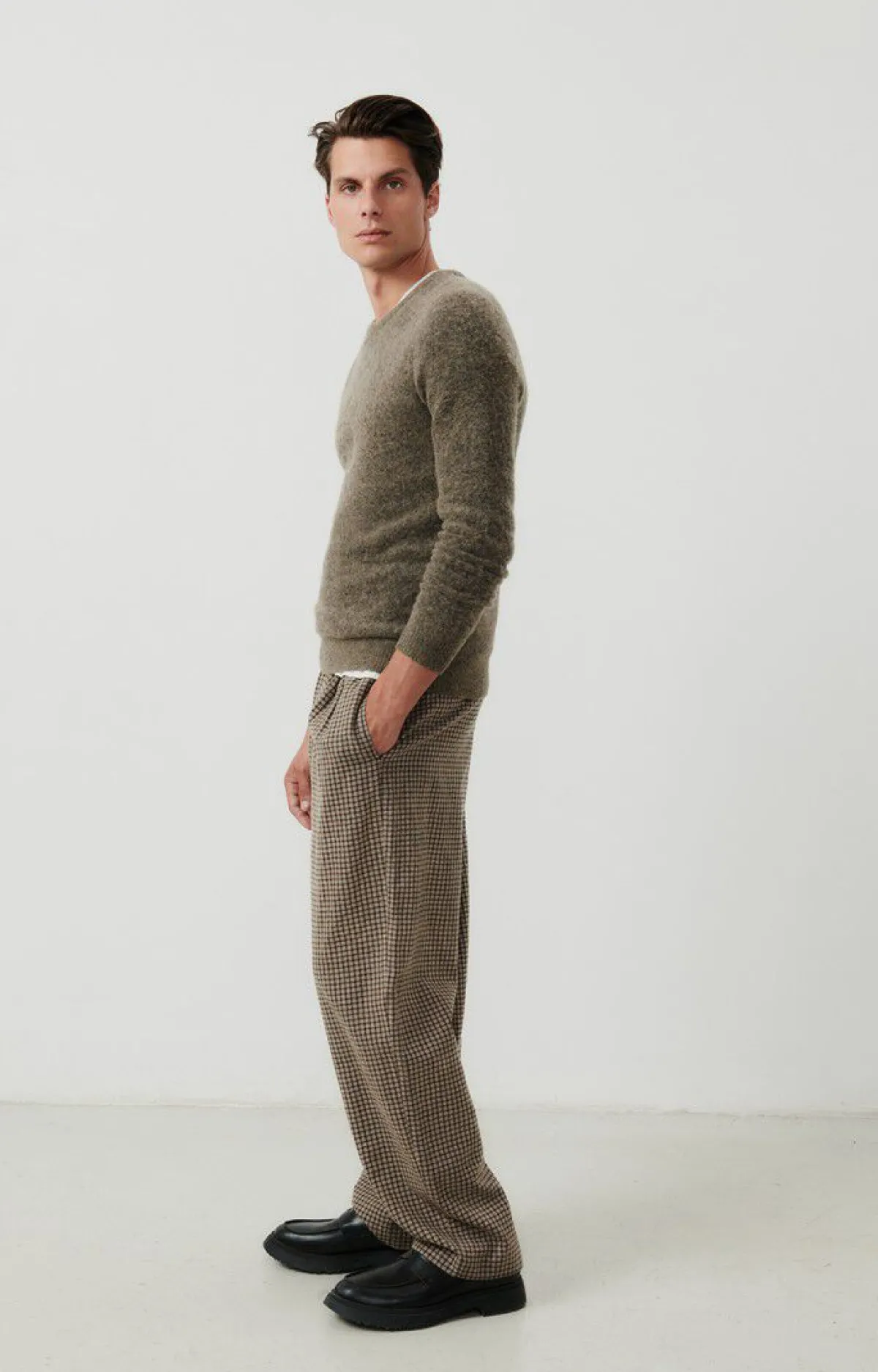 Herren American Vintage |Herrenpullover Dazington Khakigrau Multimeliert