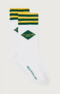Kinder American Vintage |Kindersocken Clypsun Grun Und Gelb Gestreift